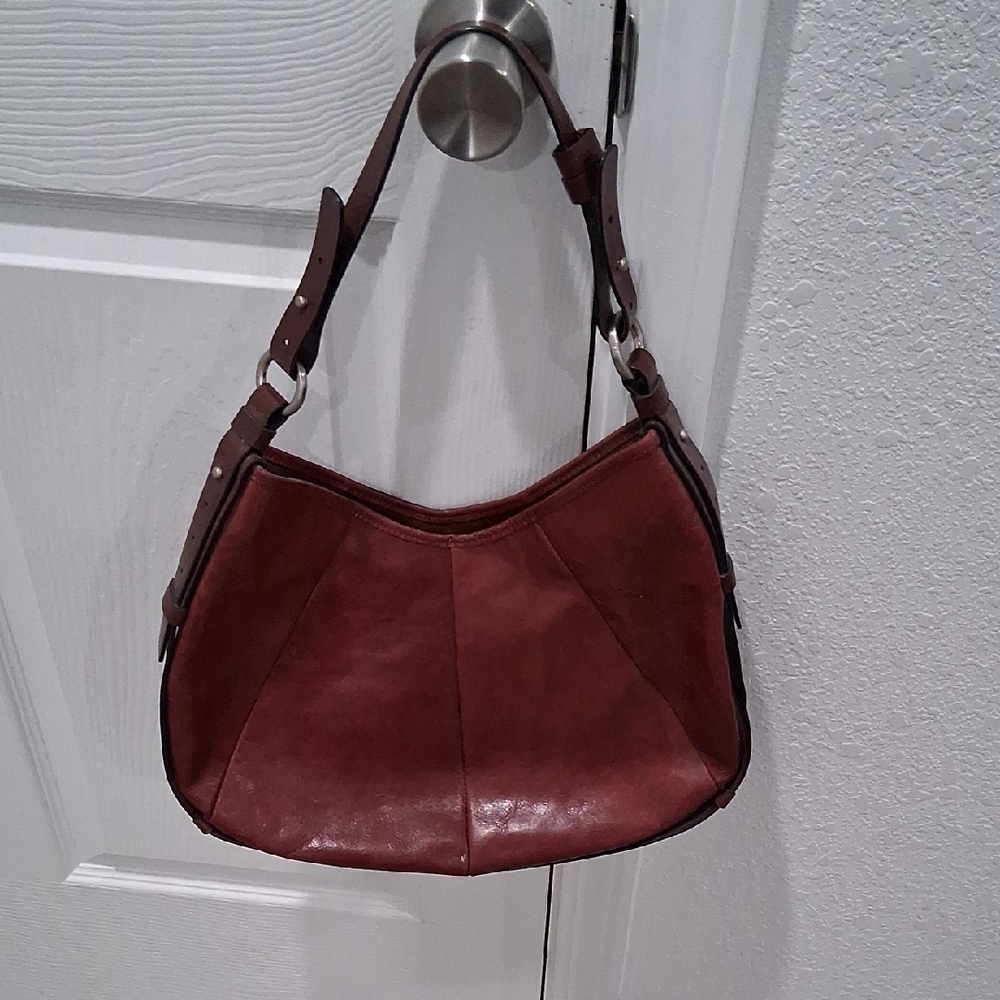 Franco Sarto Red and Brown Hobo Bag with Sleek Design